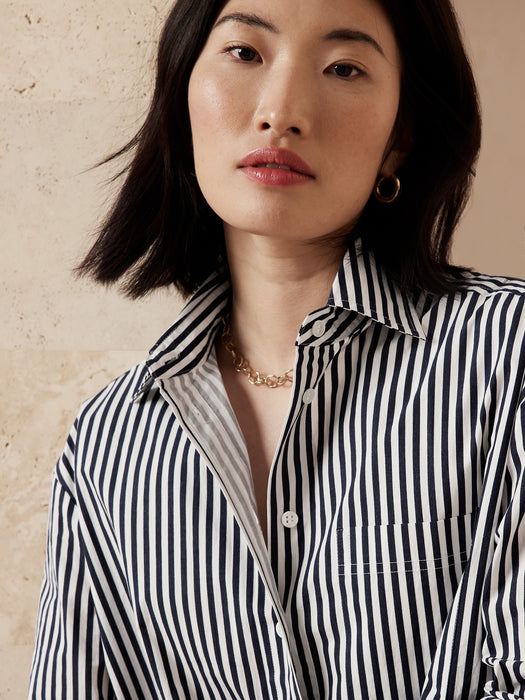 The Oversized Shirt - Navy Stripe