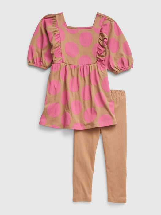 Toddler 100% Organic Cotton Polka Dot Dress Set