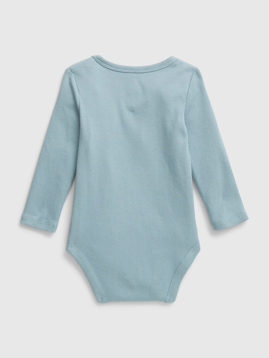 Baby 100% Organic Cotton Rib Bodysuit (3-Pack) - mineral blue