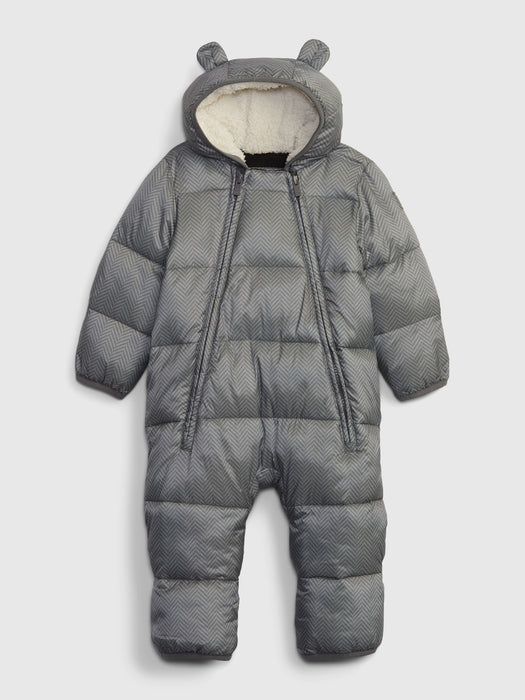 Baby 100% Recycled Heavy Weight Puffer One-Piece - herringbone