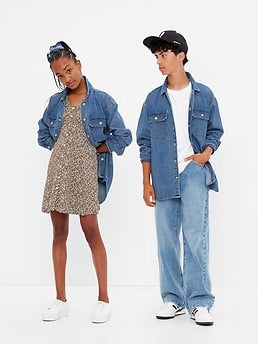 Teen Oversized Denim Shirt Jacket with Washwell