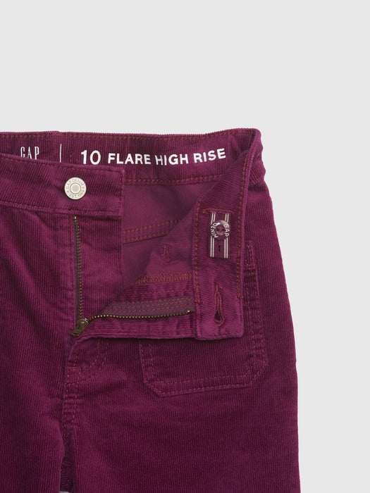Kids High Rise Corduroy Flare Jeans with Washwell