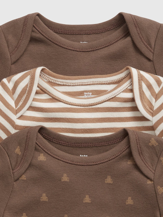 Baby 100% Organic Cotton Print Bodysuit (3-Pack) - cozy brown