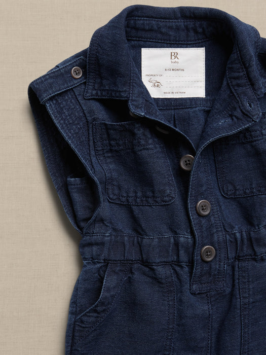 Baby Sleeveless Flightsuit - Indigo