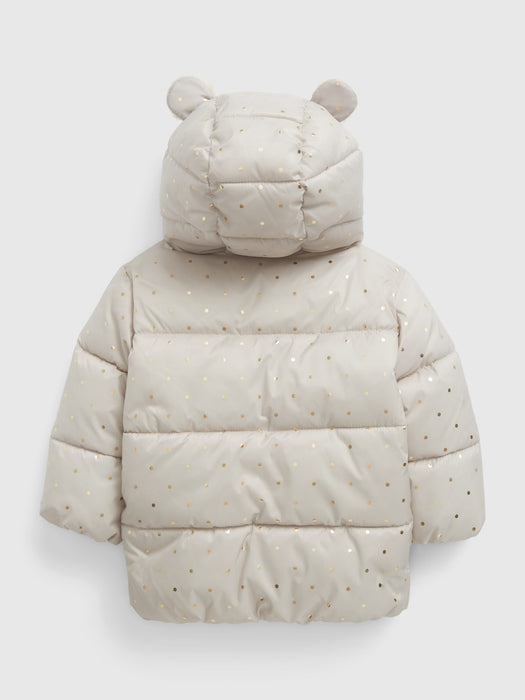 Baby 100% Recycled Sherpa-Lined Puffer Jacket - cobblestone beige