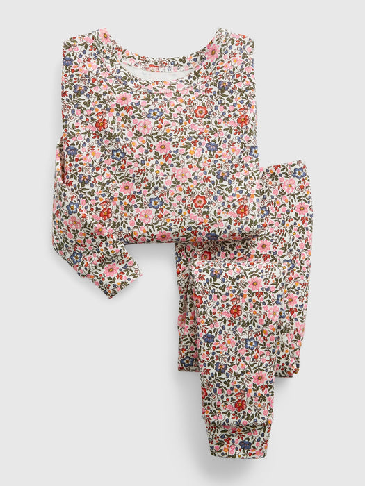 babyGap 100% Organic Cotton Floral PJ Set - ivory frost beige