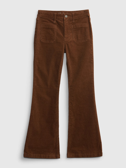 Kids High Rise Corduroy Flare Jeans with Washwell