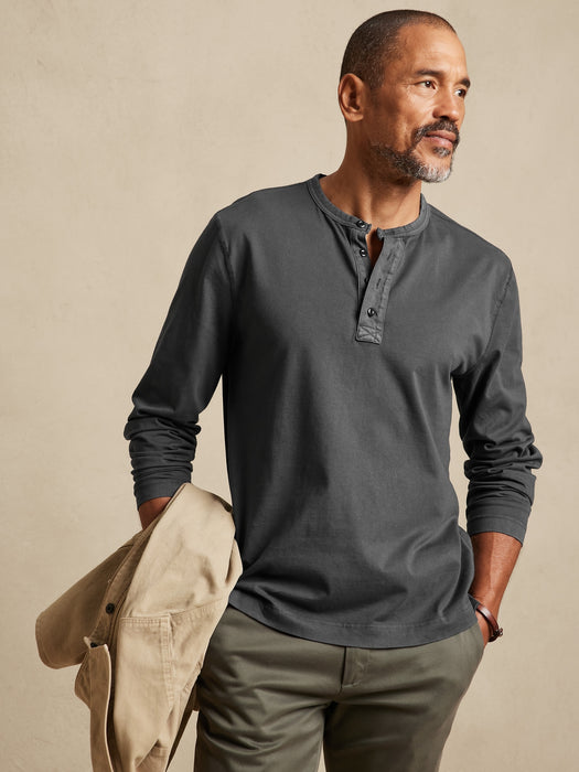 Authentic SUPIMA® Henley T-Shirt - Black