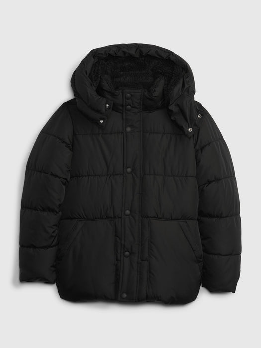 Kids Sherpa-Lined Puffer Jacket - true black
