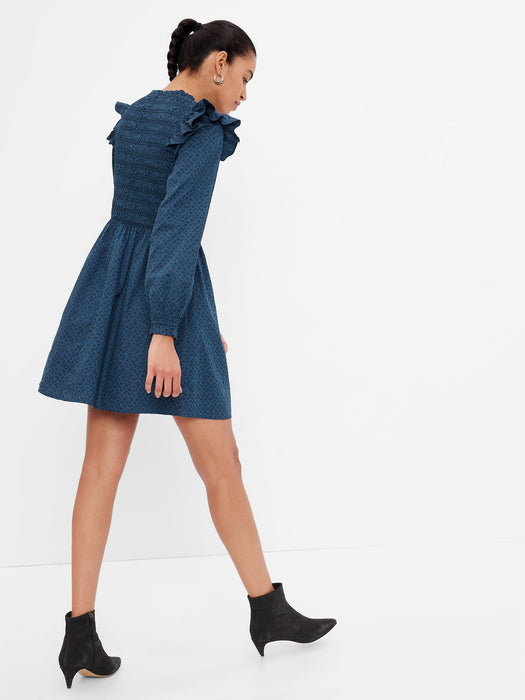 Smocked Ruffle Sleeve Mini Dress
