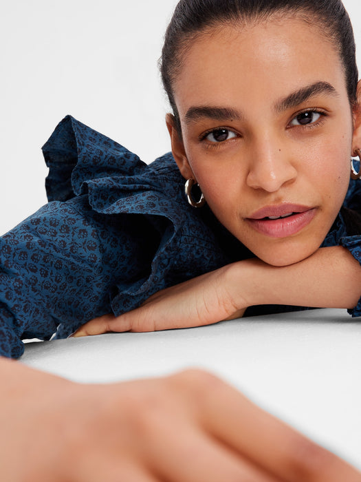 Smocked Ruffle Sleeve Mini Dress