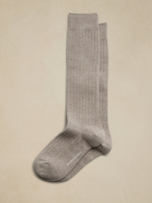 Ribbed Trouser Sock - Heather Taupe