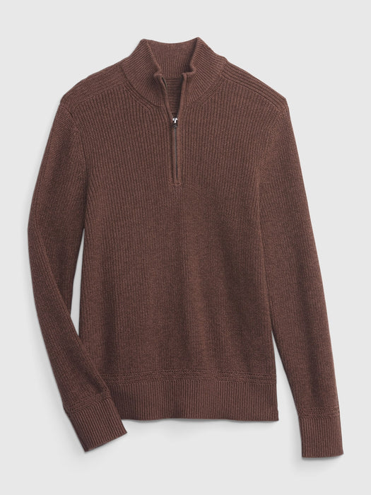 Half-Zip Rib Mockneck Sweater