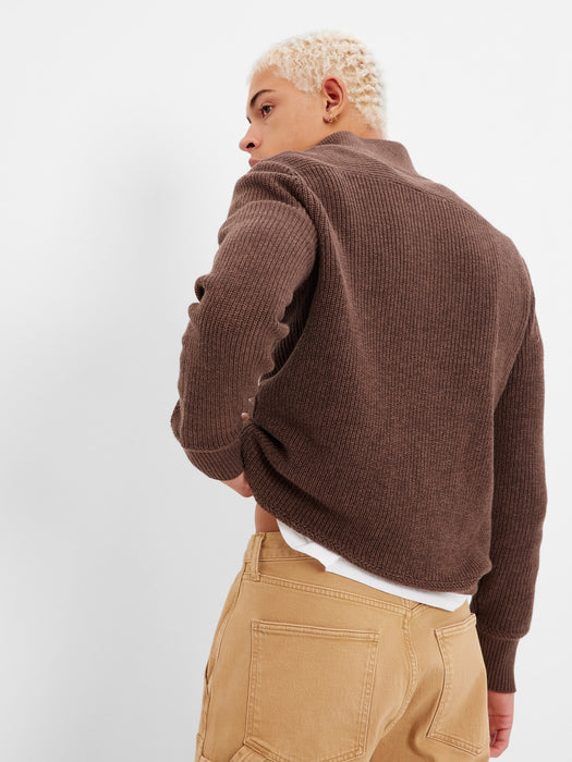 Half-Zip Rib Mockneck Sweater