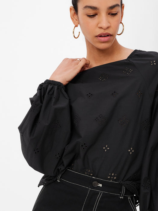 Balloon Sleeve Eyelet Top