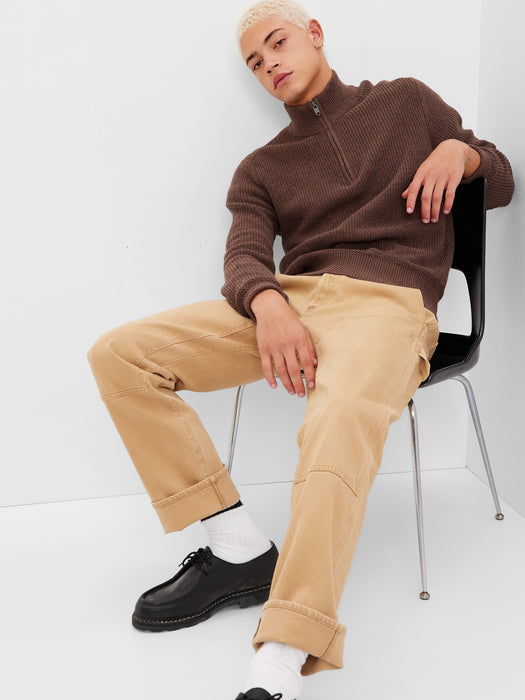 Half-Zip Rib Mockneck Sweater