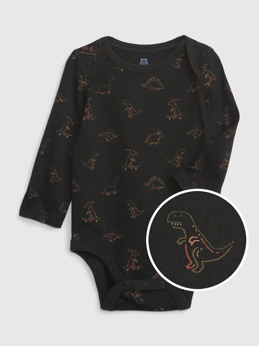 Baby 100% Organic Cotton Graphic Bodysuit - dino
