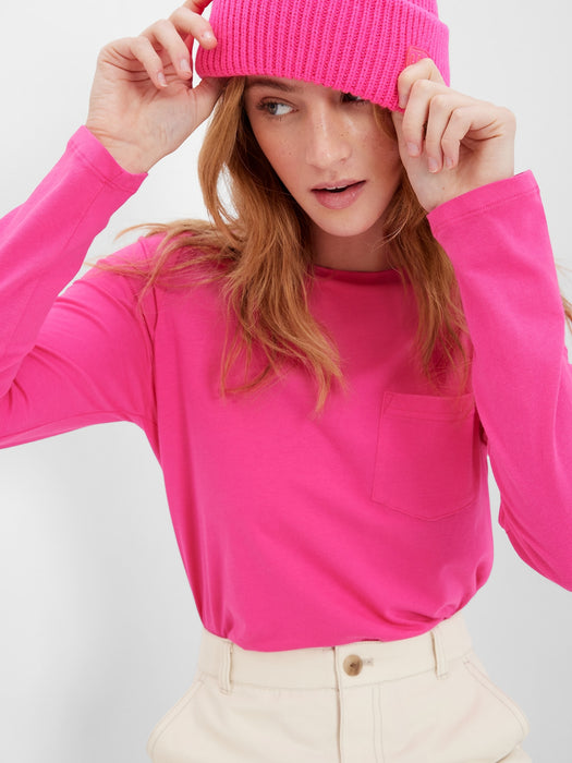 100% Organic Cotton Vintage Long Sleeve Pocket T-Shirt