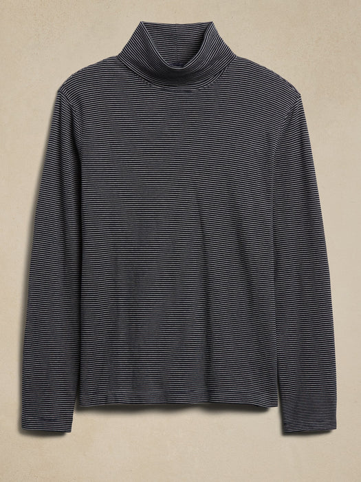 Messina Turtleneck T-Shirt - Navy Stripe
