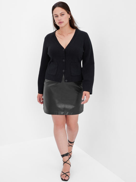 Faux-Leather Mini Skirt - black