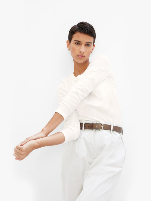 100% Organic Cotton Vintage Long Sleeve Pocket T-Shirt - new off white