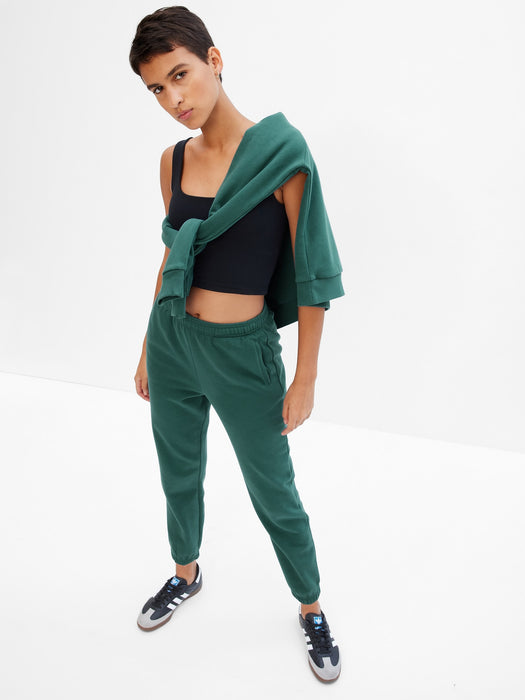 High Rise Vintage Soft Joggers - velvet teal green