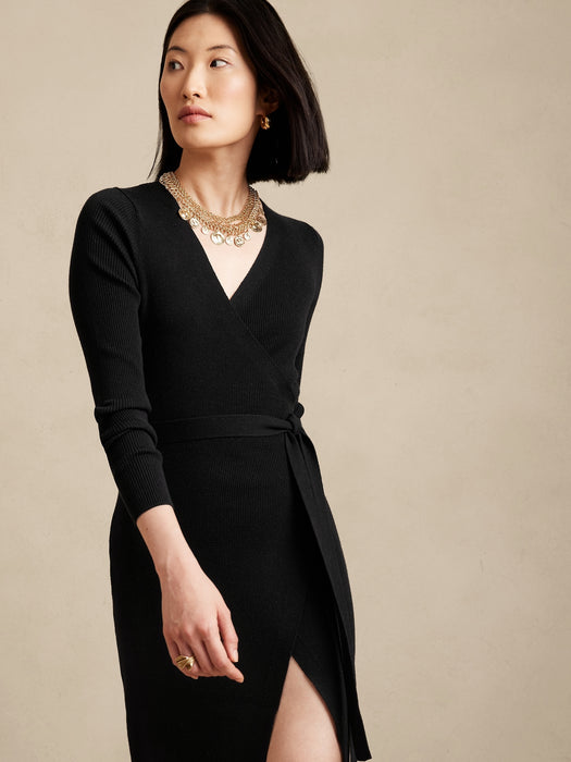 Netta Ribbed Wrap Dress