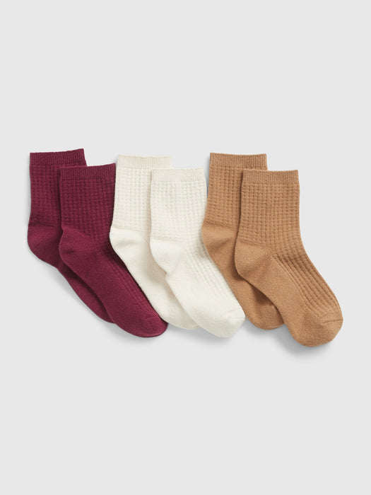 Kids Waffle Crew Socks (3-Pack)