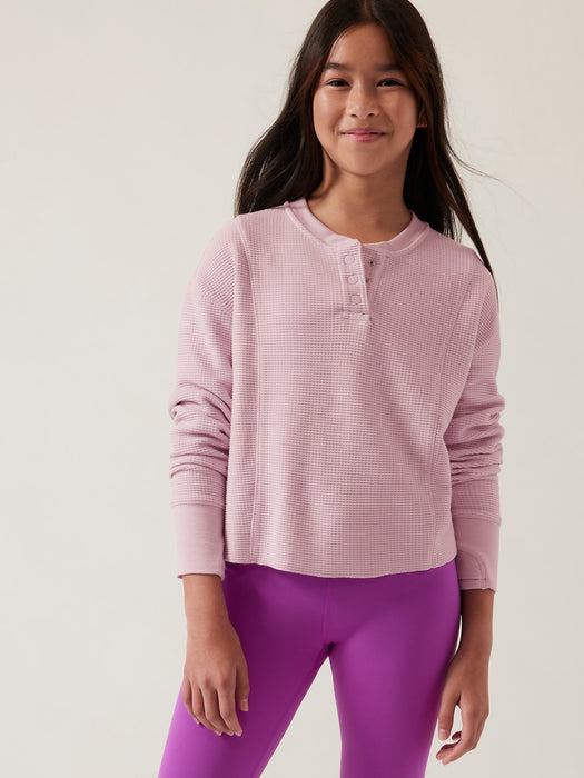 Athleta Girl Settle in Waffle Sweatshirt - Daisy Purple