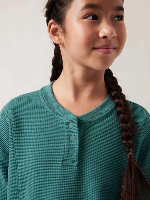 Athleta Girl Settle in Waffle Sweatshirt - Borealis Green