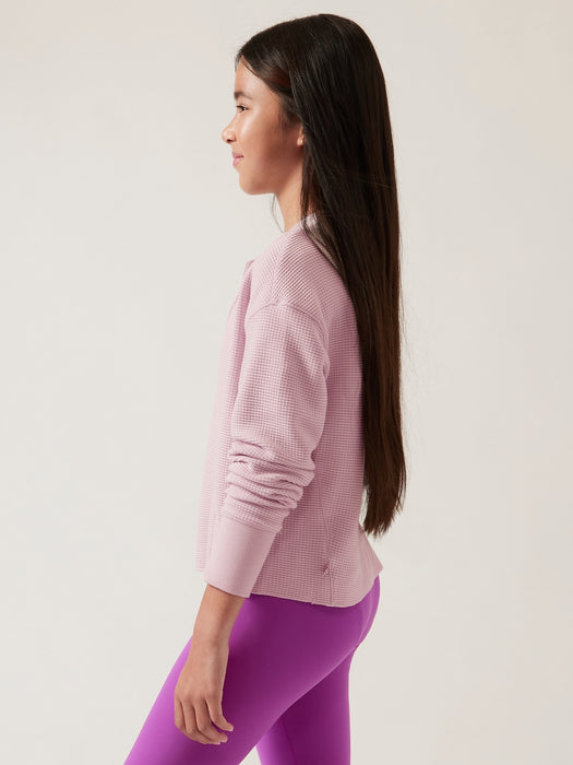 Athleta Girl Settle in Waffle Sweatshirt - Daisy Purple