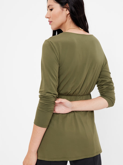 Maternity Jersey Nursing Wrap Top - army jacket green