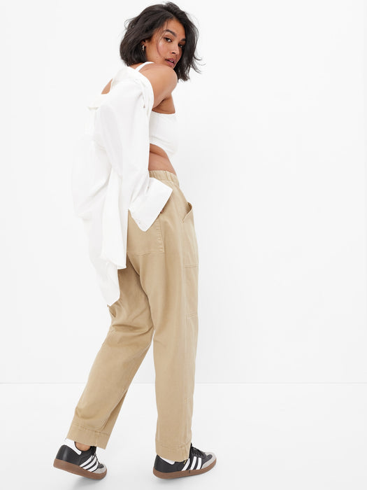 Pull-On Tapered Utility Pants with Washwell