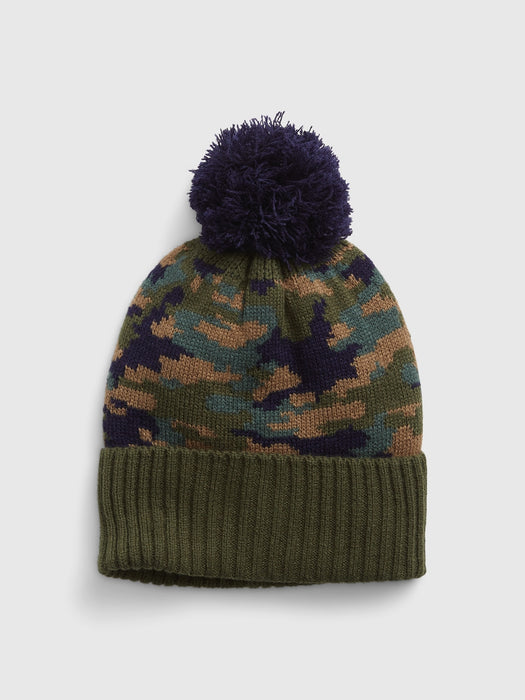 Kids Camo Pom Beanie