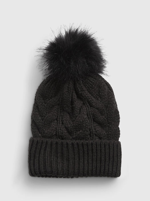 Kids Cable-Knit Pom Beanie