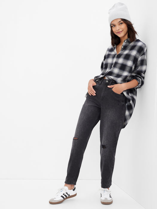 Teen High Rise Mom Jeans with Washwell