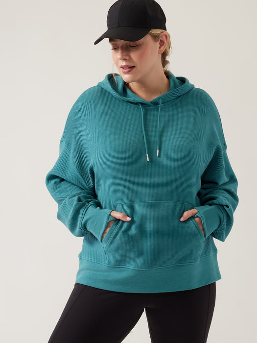 Balance Waffle Hoodie Sweatshirt - Borealis Green