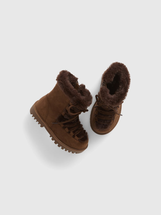 Toddler Cozy Lace-Up Boots - cozy brown