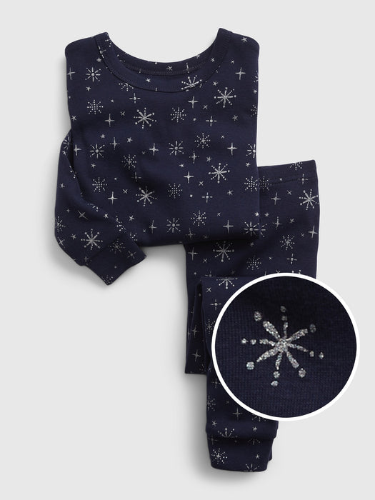 babyGap 100% Organic Cotton Snowflake PJ Set - dark night blue