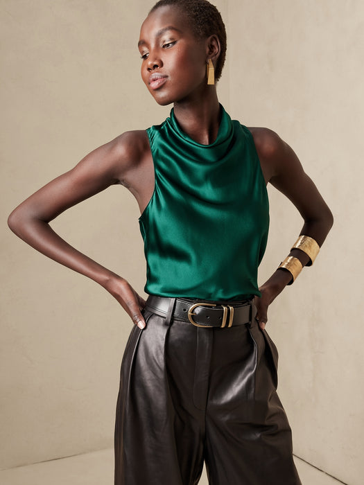 Eclipse Silk Top - Forest Emerald Green
