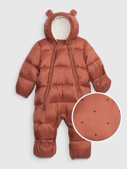 Baby 100% Recycled Heavy Weight Puffer One-Piece - saddle brown