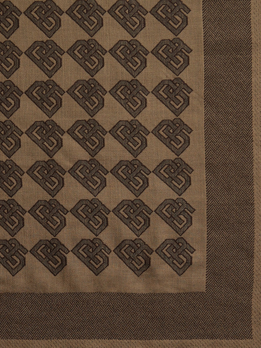 Wool-Silk Jacquard Scarf - Black Logo