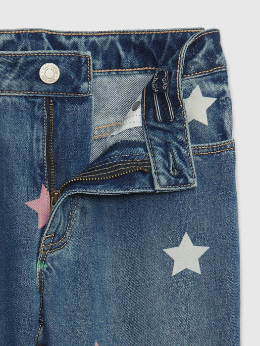 Kids Mid Rise Star Girlfriend Jeans with Washwell