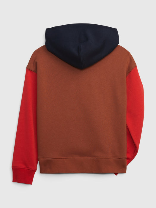 Kids Colorblock Hoodie - tomato sauce