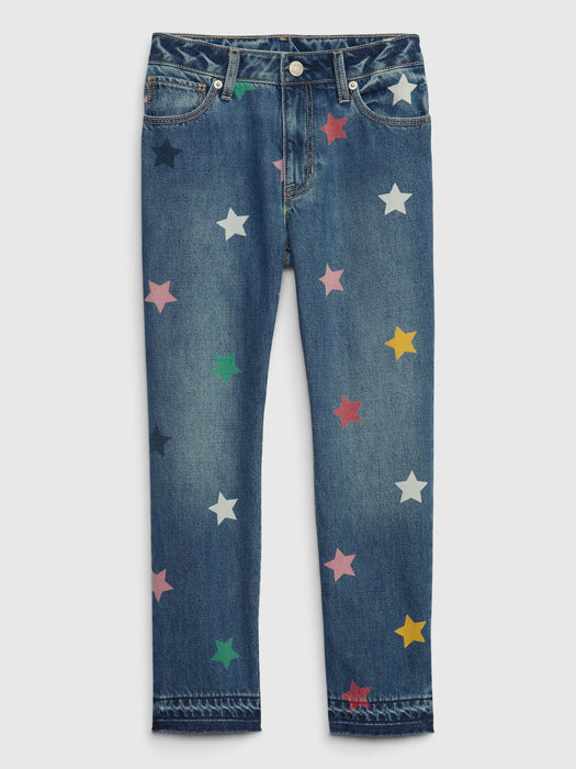 Kids Mid Rise Star Girlfriend Jeans with Washwell