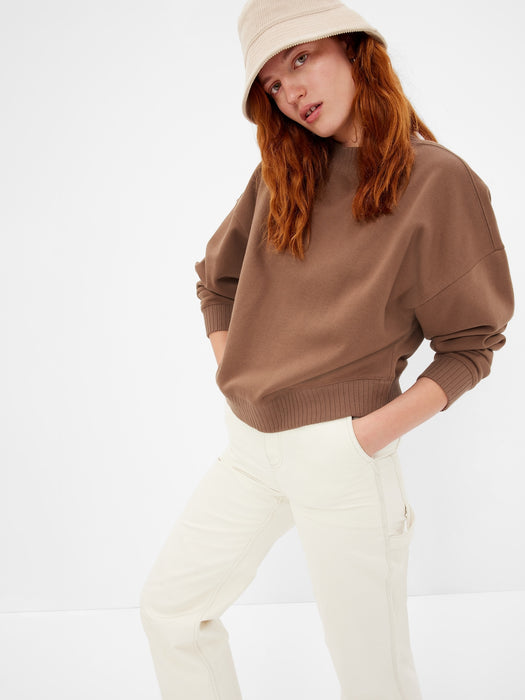 Vintage Soft Mockneck Sweatshirt - cozy brown