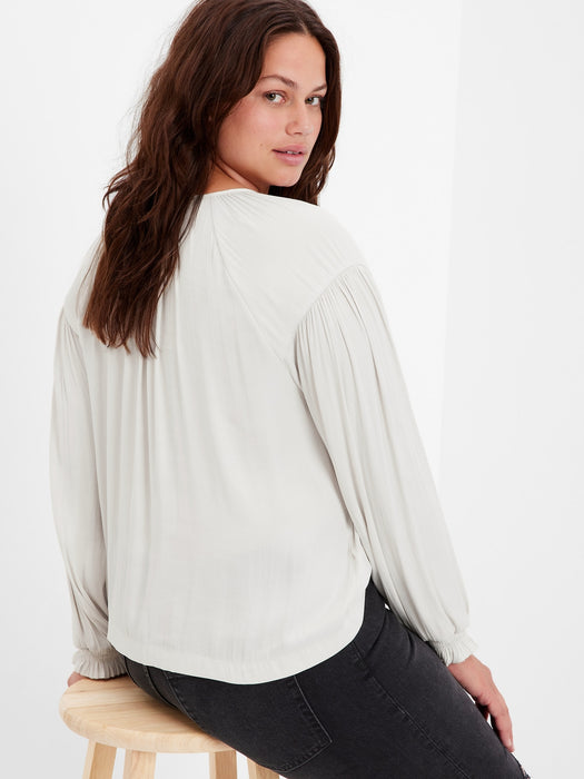 Button-Front Tie Top