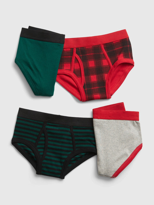 Kids 100% Organic Cotton Holiday Briefs (4-Pack)