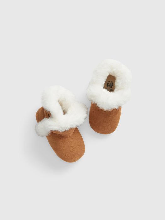 Baby Sherpa-Lined Booties - natural brown