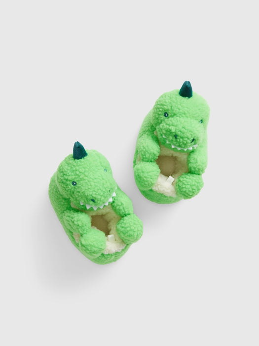 Toddler Cozy Dino Slippers - tree frog green